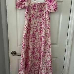 London Times Cream Dress with Pink Floral Accents